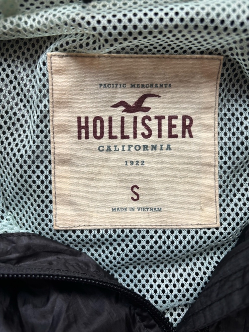 Hollister Full Zip Hooded Windbreaker Jacket Womens Size S Black Blue Lining - Picture 3 of 4